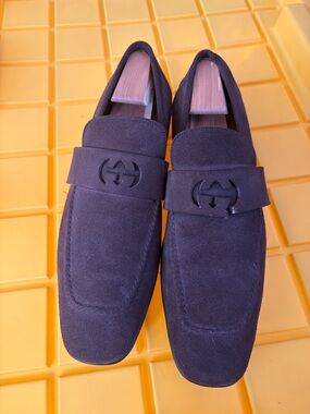 Gucci Dark Brown Suede Penny Loafers